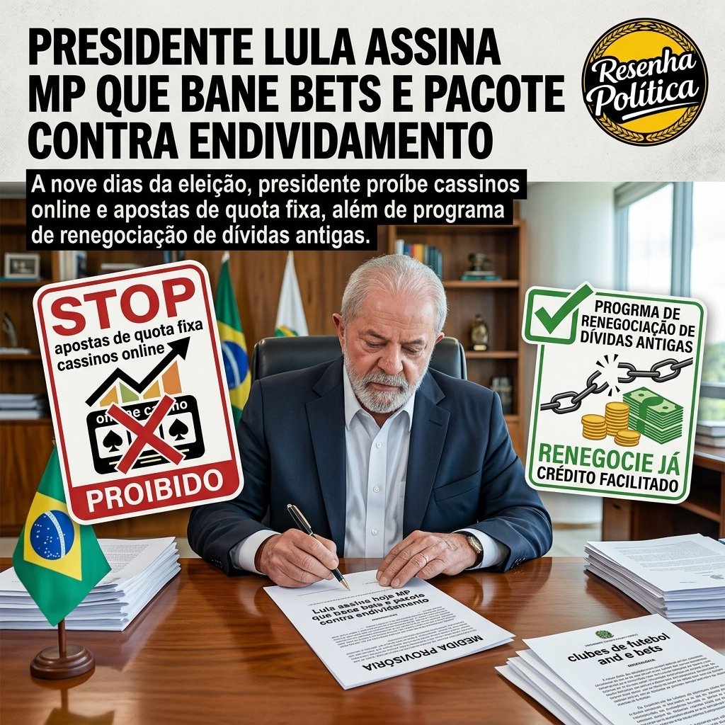 Lula assina hoje MP que bane bets e pacote contra endividamento